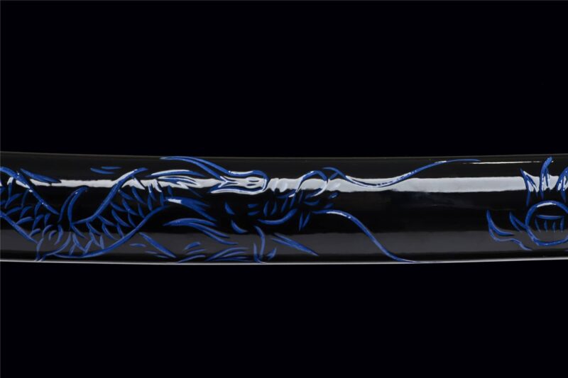 Blue Dragon King Katana Baked Blue Series Épée De Samouraï Japonais Katana Véritable Épée Faite à La Main Acier Manganèse Haute Performance Épée Longquan